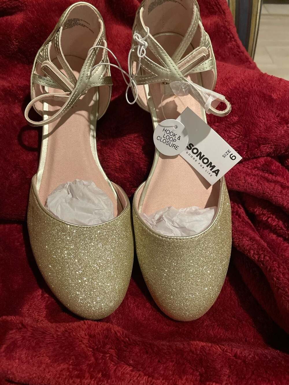 Sonoma Goods For Life Gamoraa Girls' Gold Glitter Dress Shoes Size 6